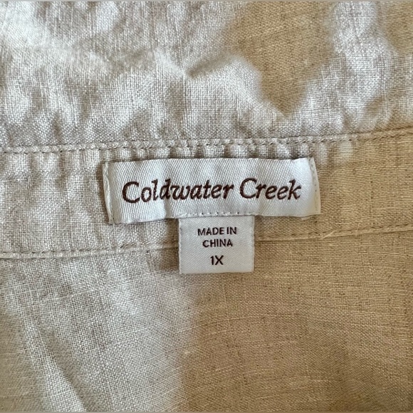 Coldwater Creek Linen Blouse Top 1x Tan - Picture 11 of 11